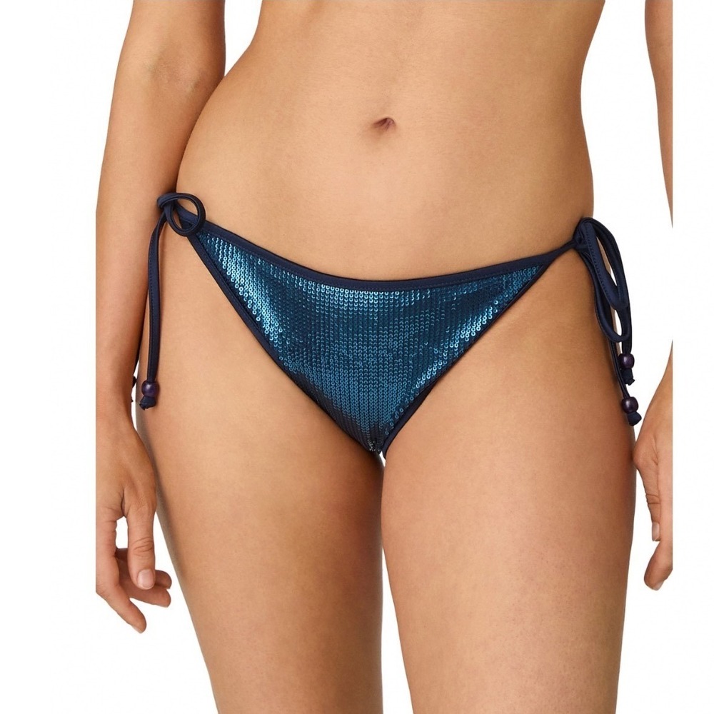 Shoshanna Navy Sequined Side Tie Bikini Bottom XS 25SQ7325 New